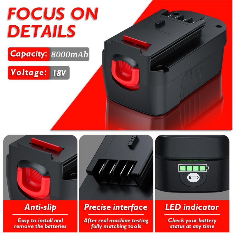 For Black and Decker 18V HPB18 18 Volt 8.0Ah Battery HPB18-OPE 244760-00A