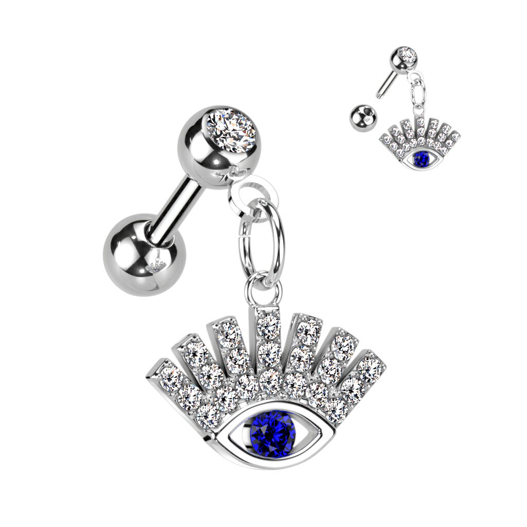 Tragus Acero Quirúrgico - Diseño Ojo Suerte - Colgante -oreille de Broche