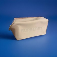 Burberry Logo Clutch Toiletry Bag Cosmetic Pouch Travel Case Beige