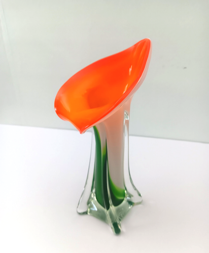 Vintage Murano Style Jack in the Pulpit Art Glass Calla Lily Vase 8" tall