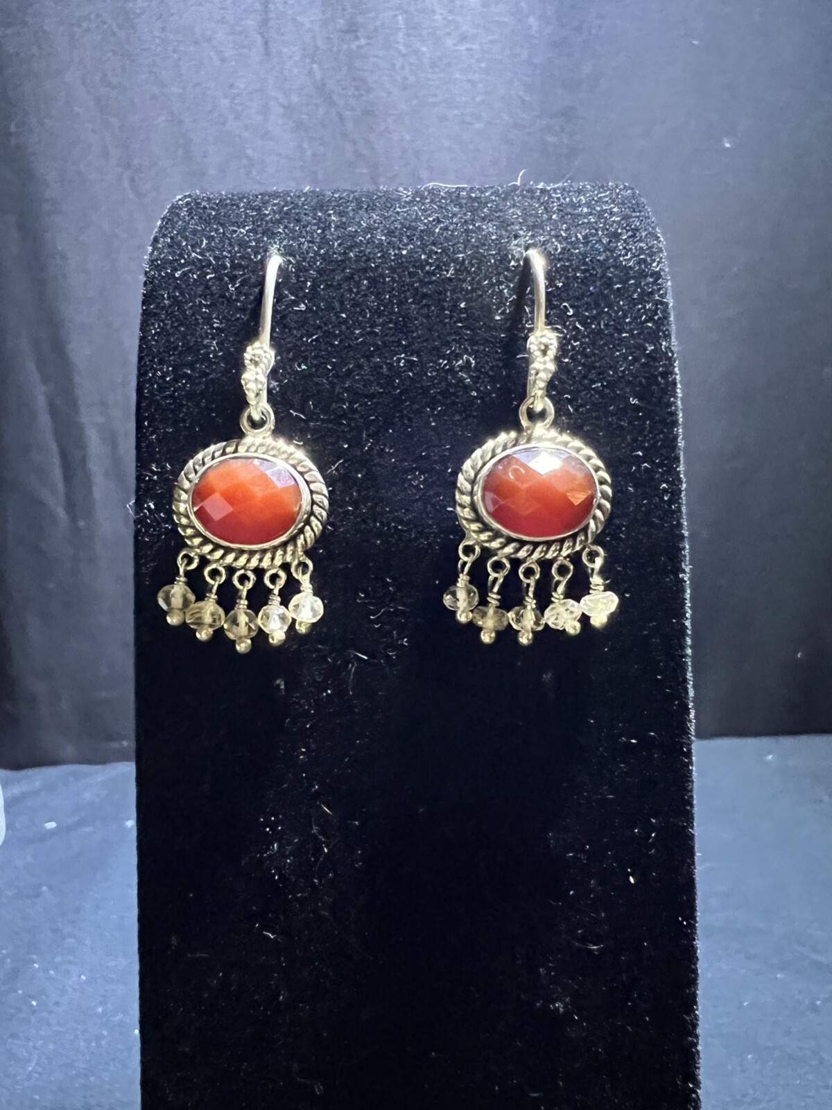 Womans Sterling Silver Bezel Set Ruby Dangle Earr… - image 7