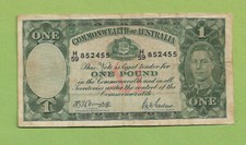 1942 TYPE  AUSTRALIAN  ARMITAGE / McFARLANE  ONE POUND BANKNOTE   #H59 852455