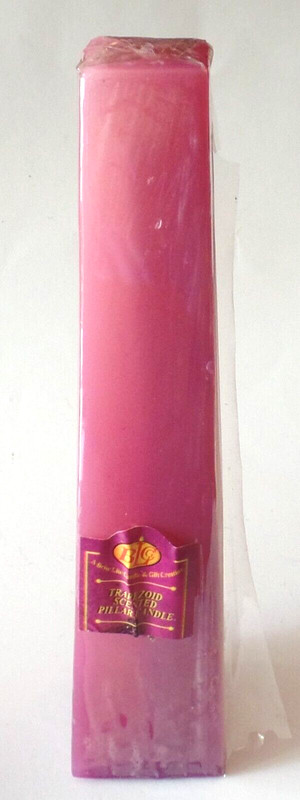 New Vintage BLCG 9" High Light Purple TRAPEZOID SCENTED PILLAR CANDLE