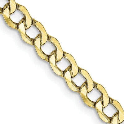 Real 10kt Yellow Gold 4.3mm Semi-Solid Curb Link Chain; 20 inch