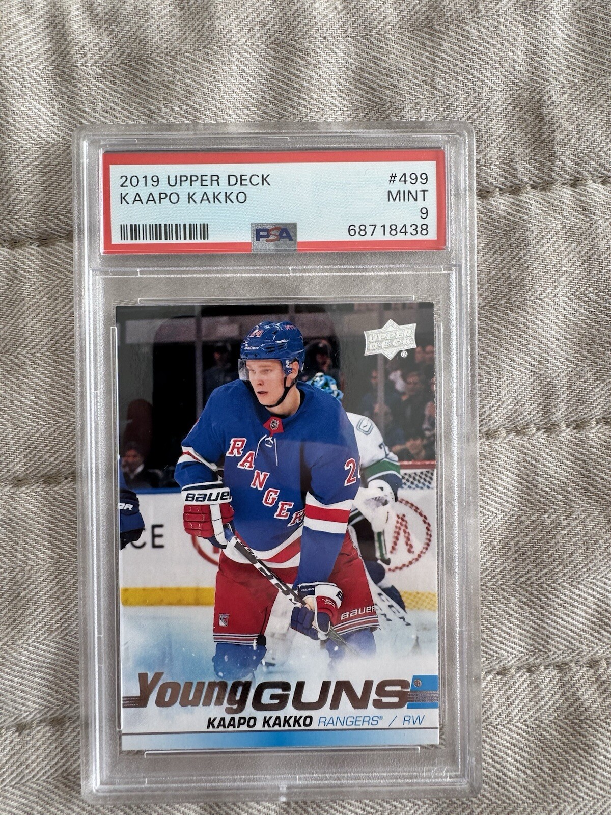 2019-20 Upper Deck #499 Kaapo Kakko Young Guns PSA 9 Mint RC Rangers Kraken