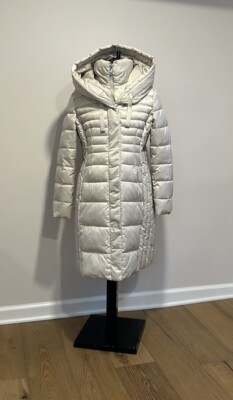 Tahari Casey Fitted Puffer Coat for Women-Quilted Winter Coat with Bib Size L