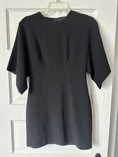 Zara Black Dolman Sleeve Fitted Silver Zip Dress XS