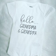 Hello Grandma  Grandpa, Baby Announcement, Baby Bodysuit, Pregnancy Announcemen