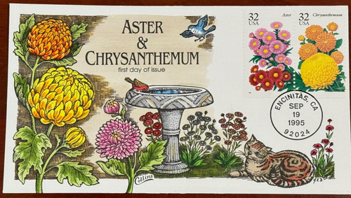 #2993-97 Fall Garden Flowers, Collins Hand-painted set of 3 FDC's Perfect!!! - Picture 3 of 4