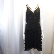 Dressbarn Collection Womens Dress 10 Black Layered Sheath Dress 