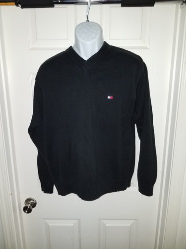 Tommy Hilfiger Hombres Pullover Suéter Tejido Manga Larga Escote en V medio  superior Flag Logo | eBay