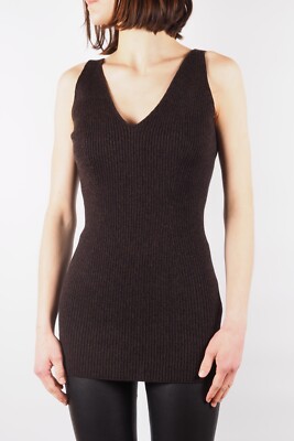 PRADA Women's Wool Black Brown Knit Sleeveless Sweater Tank Top