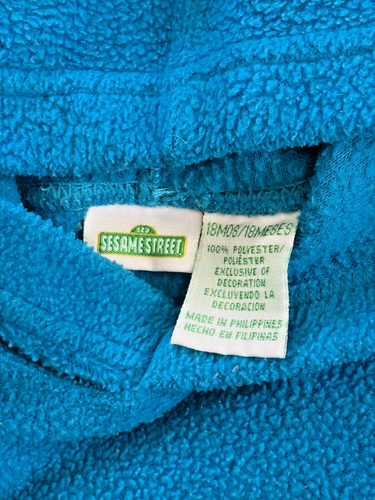 Sesame Street Cookie Monster Blue Fleece Hoodie Hood Kids 18M Baby jacket - Picture 2 of 5