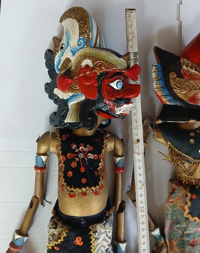 Vintage Indonesien Wayang Golek Stabpuppen - 3 Stück - Vater Mutter Tochter 65cm - Bild 6 von 11