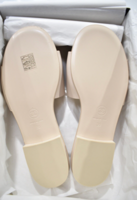 Chanel 23P Ivory White Leather CC Logo Letter Mules Slide Slip