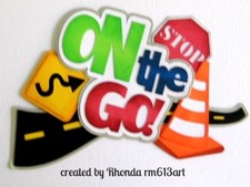 ON THE GO boy girl title paper piecing Premade Scrapbook Pages 3d die cut Rhonda