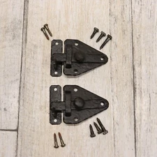 2PC Vintage Mckinney Forged Iron 3/8" Offset Latch Cabinet Hardware -Black