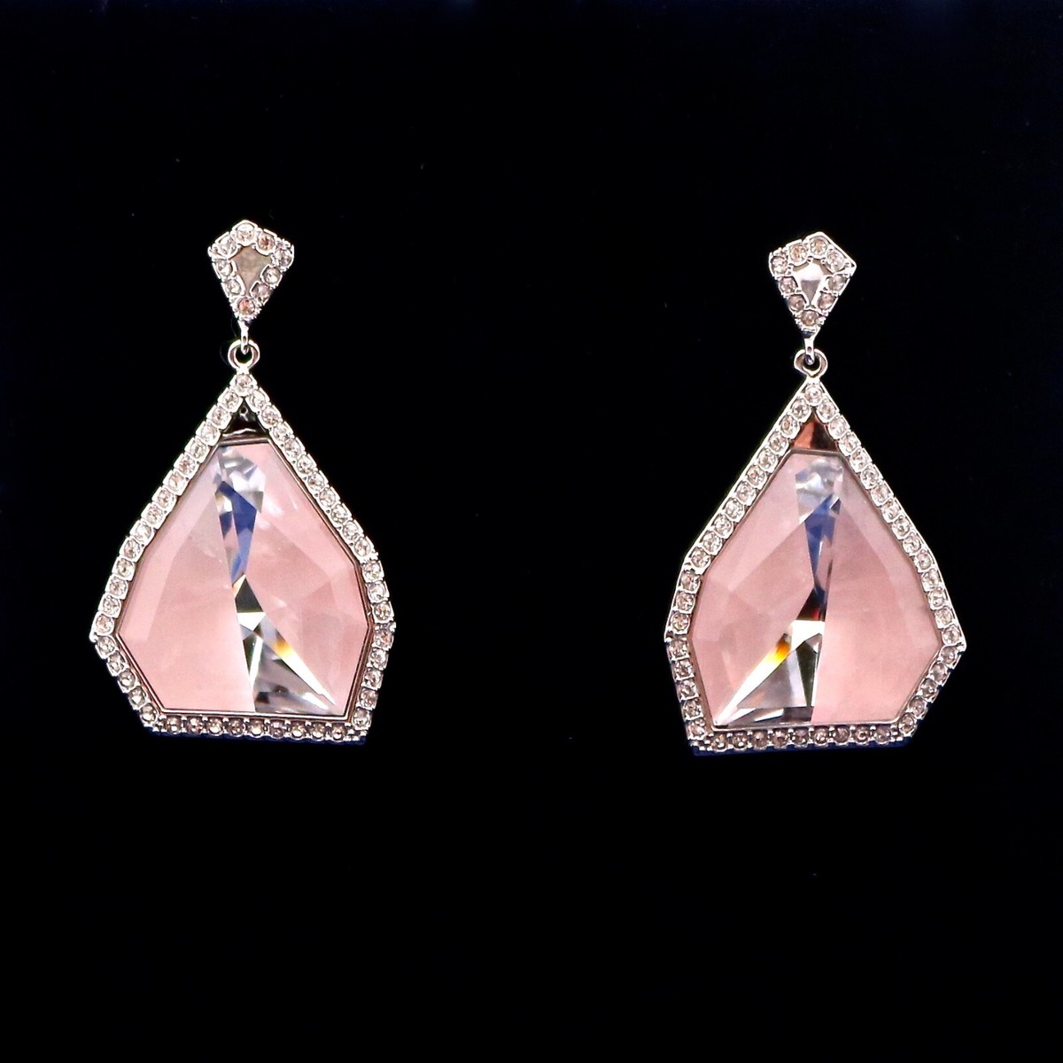 Authentic Swarovski Allure Crystal and Pink Quartz Gemstone Drop