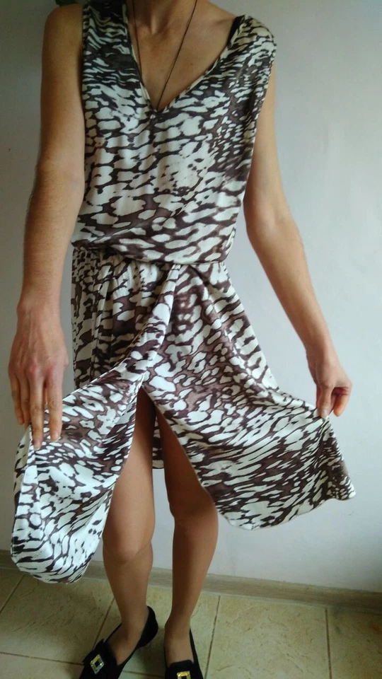 Vestido Blumarine, animal print, 100% seda, talla S Foto 2 de 4