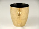 Pair Arita yaki ware Japanese Coffee Mug cup Gold Black Glaze Japan