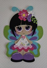 Butterfly Girl Black Hair Scrapbook, Card Making Paper Piecing