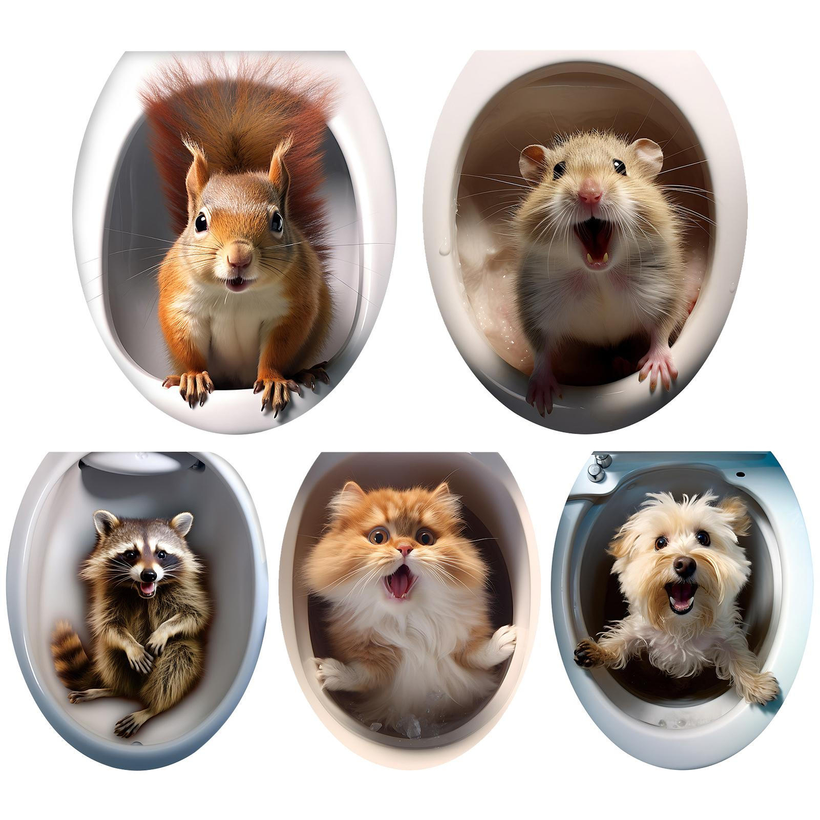 Animals 3D Wall Sticker Multifunctional Toilet Sticker for Seat Cover Decoration
