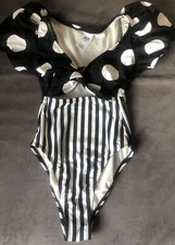 Tabitha Brown x Target Striped/Dot Print Tie-Front One Piece Swimsuit NWOT- XXS