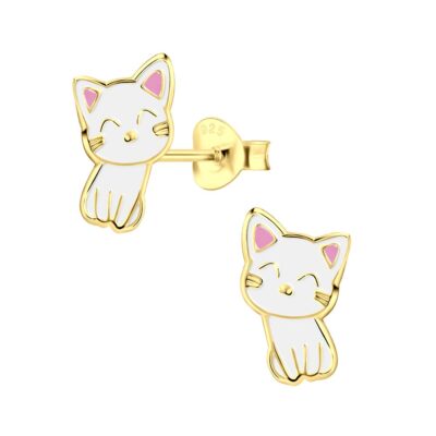Produktbild von Kleine Katzen Ohrstecker Gold 585 Mit Zirkonias Ohrringe