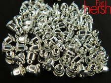 50 pcs Silver Bullet Metal Pierced Earring back pads stoppers backings earrings