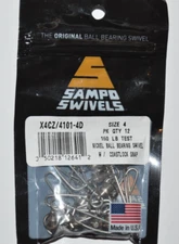 sampo swivels ball bearing swivel w/ coastlock snap size 4   150lb  4101-4d