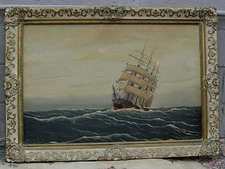 Original Veermay Oil on Canvas Painting Ship  Marine,  Boat ,Seascape Waterscene