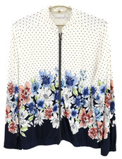 SUSAN GRAVER Women's Stretch Polyester Zip Jacket Pocket Polka Dot Floral XL