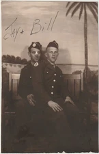 VINTAGE PHOTO BOOTH - ARCADE - HANDSOME YOUNG MEN in UNIFORM, NOSE BANDAGE