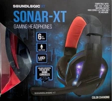 SoundLogic XT Sonar-XT Gaming Headphones Built In Mic, Color Changing LED Lights