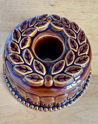 Pottery Bundt Mold Pudding- Jello- Cake Decorative  Leaf Pattern Small