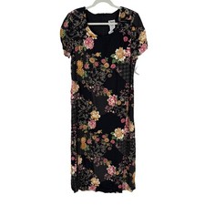 Vintage Midnight Velvet Floral Maxi Dress Black 16 Floral Boho 90s Whimsigoth