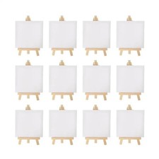 12pcs Mini Easel and Canvas Set Kids Painting Craft Small Table Easel Kit