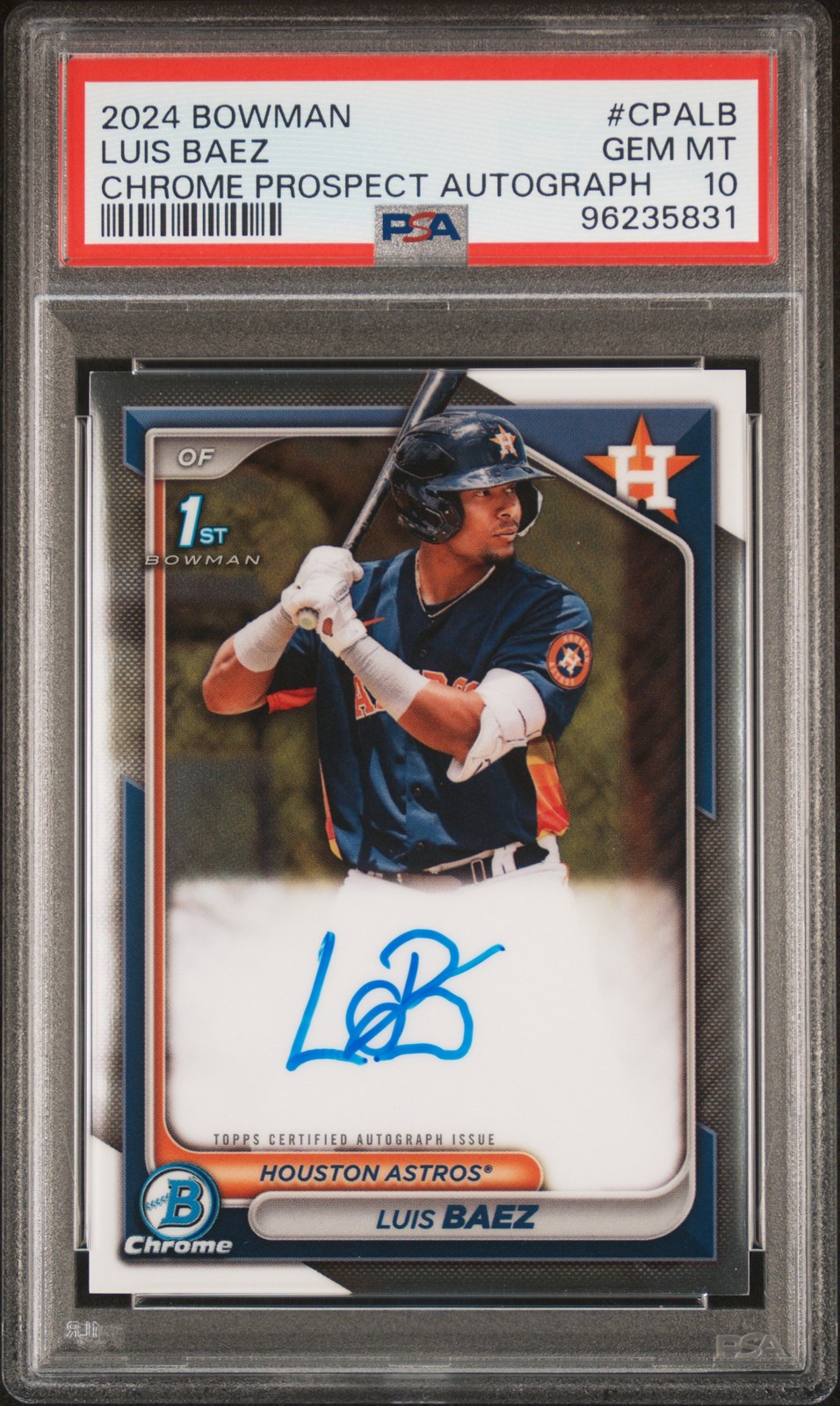 2024 Bowman #CPA-LB Luis Baez Chrome Prospect Autographs PSA 10
