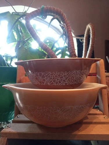 Pyrex Vintage Woodland Cinderella Mixing Nesting Bowls Set 442 & 443