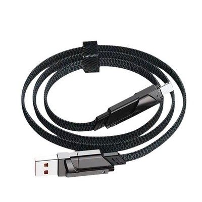 Four in one zinc alloy data cable two to two braided fast charging cable double 