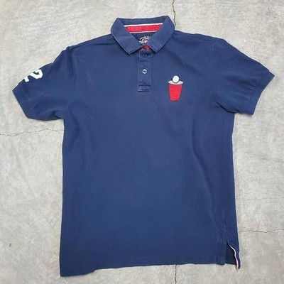 Y2K Echo Navy Blue Beer Pong Polo Shirt
