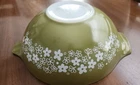 VTG Pyrex 444 Spring Blossom Crazy Daisy Cinderella 4 QT Green White Mixing Bowl