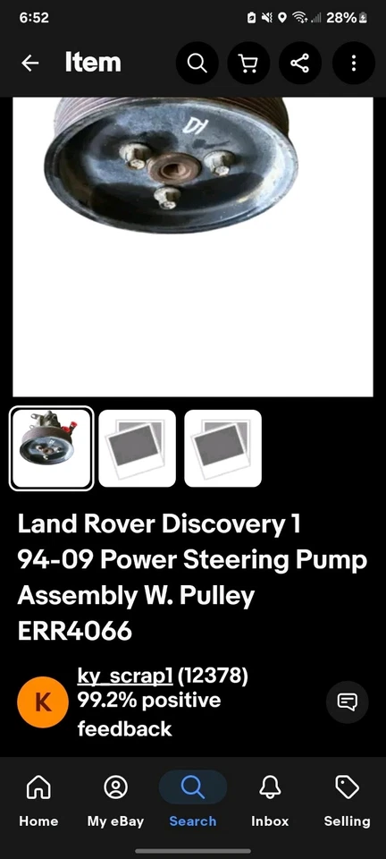 Conjunto de bomba de dirección asistida Land Rover Discovery 1 94-09 con polea ERR4066 Foto 2 de 2