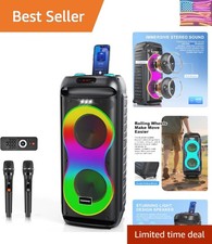 Bluetooth Karaoke Speaker with 2 Wireless Microphones – 40W Portable PA Syste...