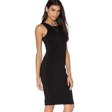 John & Jenn Side Laced Knit Dress Black Sleeveless Medium NWT
