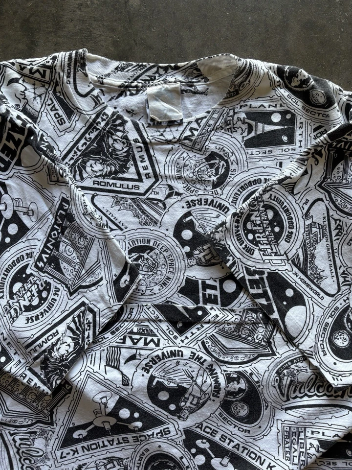 Camisa De Colección Star Trek AOP Estampada XL NUEVA SIN ETIQUETAS 90s Promo Camiseta Ciencia Ficción Foto 4 de 4