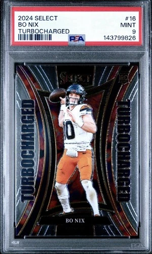Bo Nix ROOKIE 2024 Select Football Turbocharged #16 PSA 9 Denver Broncos
