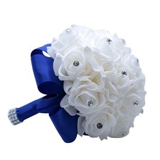 Wedding Bouquet - Bride  Bridesmaid Hand Roses, Silk Roses, Crystal Diamond ...