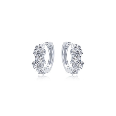 BRAND NEW Lafonn Silver Platinum Bonded Huggie Shiny Clusters Earring E0602CLP00