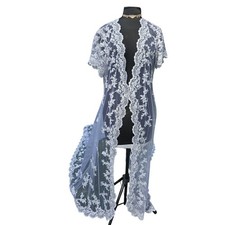 Vtg Alfred Angelo Sheer Victorian Bridal Lace Appliqué Cloak Duster Bridal Coat